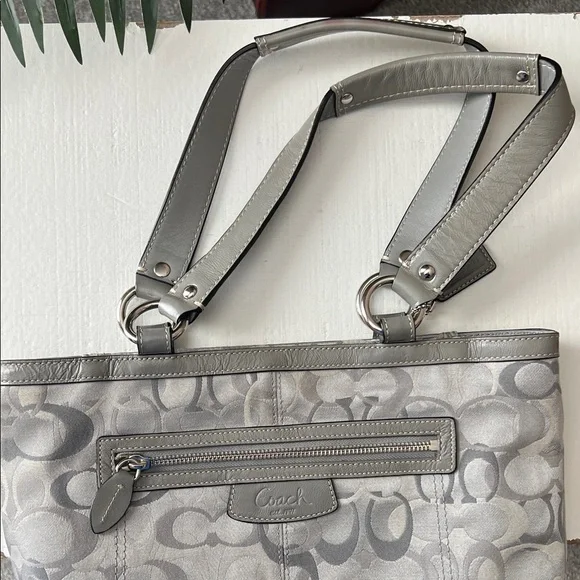 Coach Silver Signature Tote Bag - Picture 5 of 12